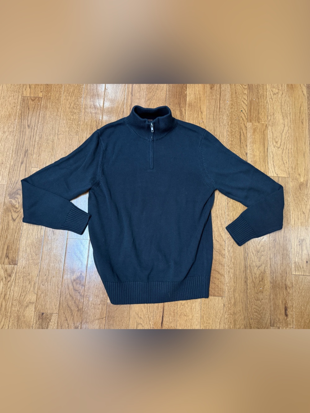 Quince 100% Organic Cotton Ribbed Quarter-Zip Sweater Size M